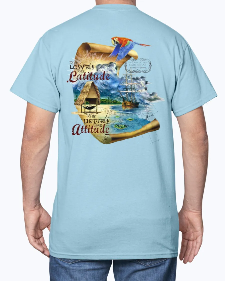 Lower the Latitude Better the Attitude Cotton T-shirt w/Logo