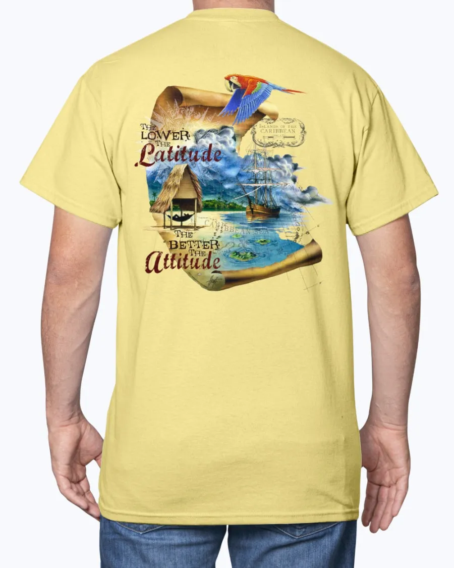 Lower the Latitude Better the Attitude Cotton T-shirt w/Logo