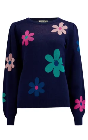 Madeline Jumper Navy Garden Flowers