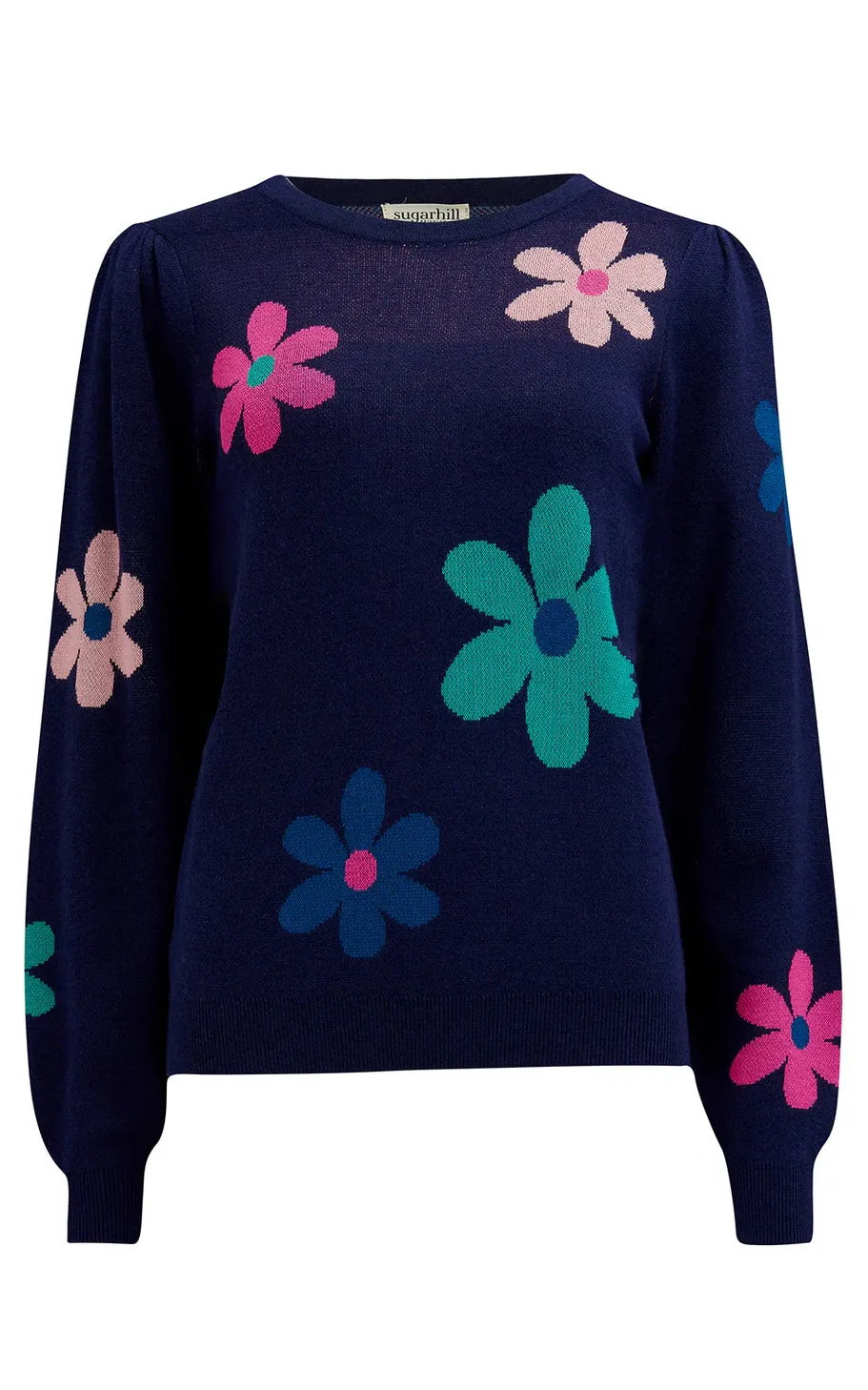 Madeline Jumper Navy Garden Flowers