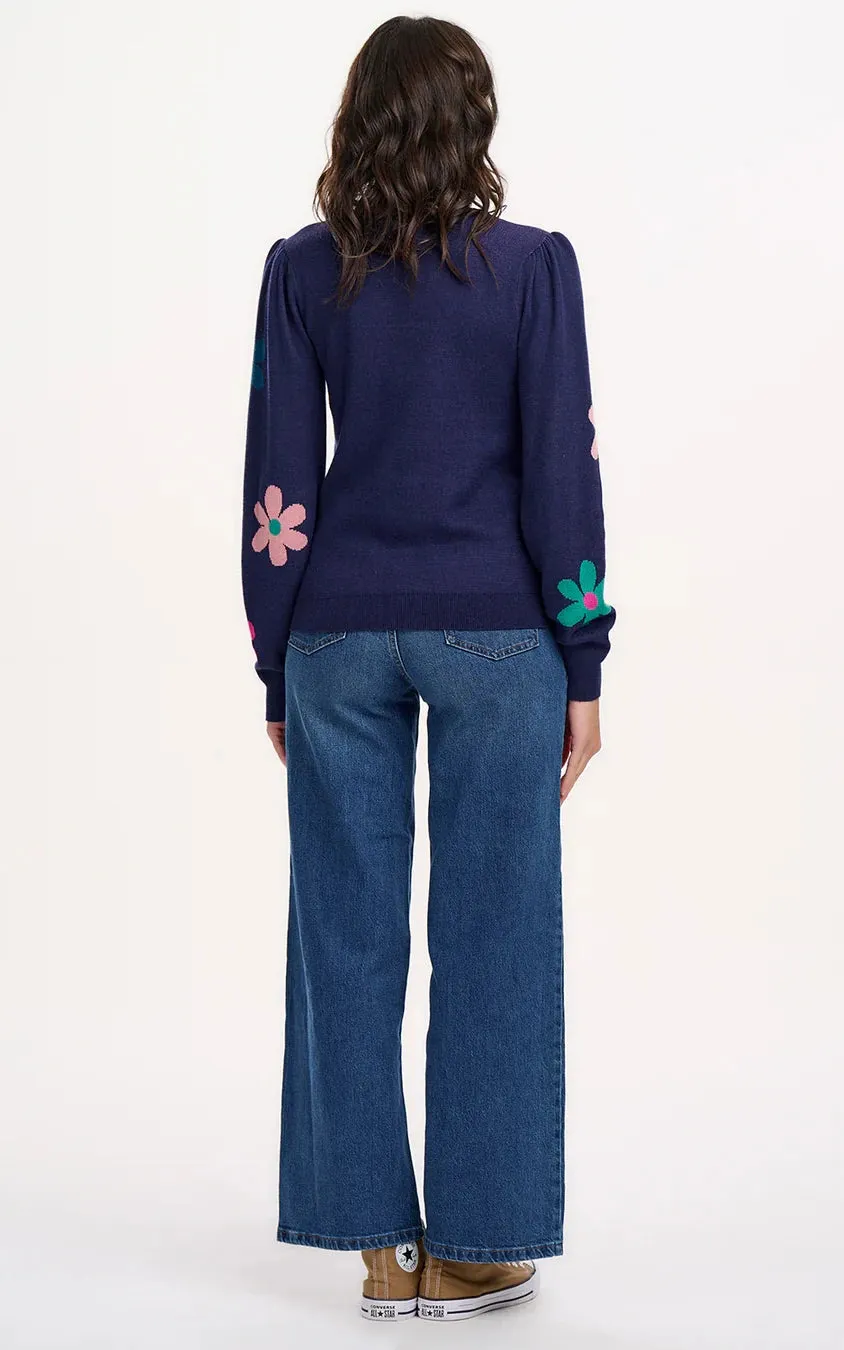 Madeline Jumper Navy Garden Flowers
