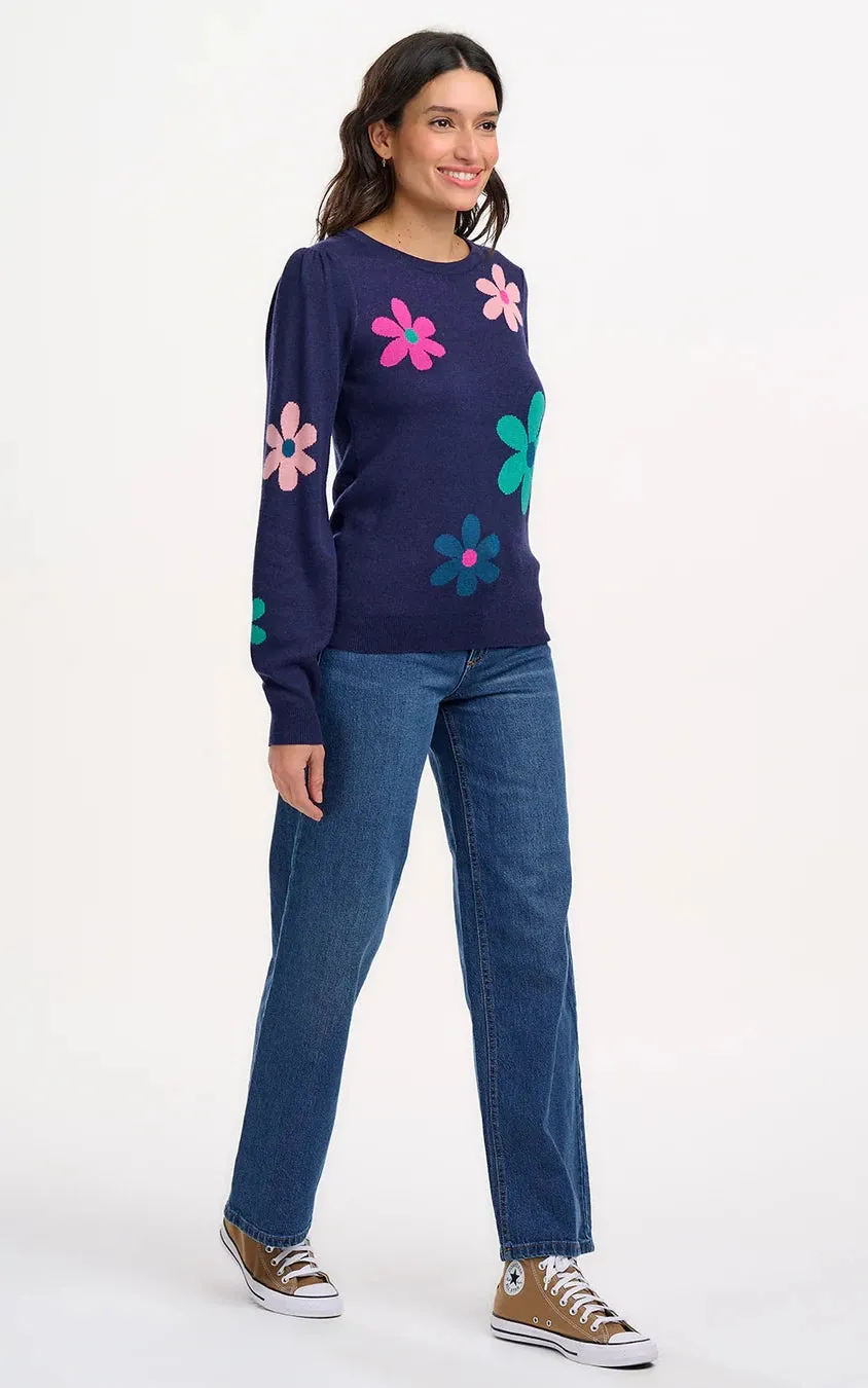 Madeline Jumper Navy Garden Flowers