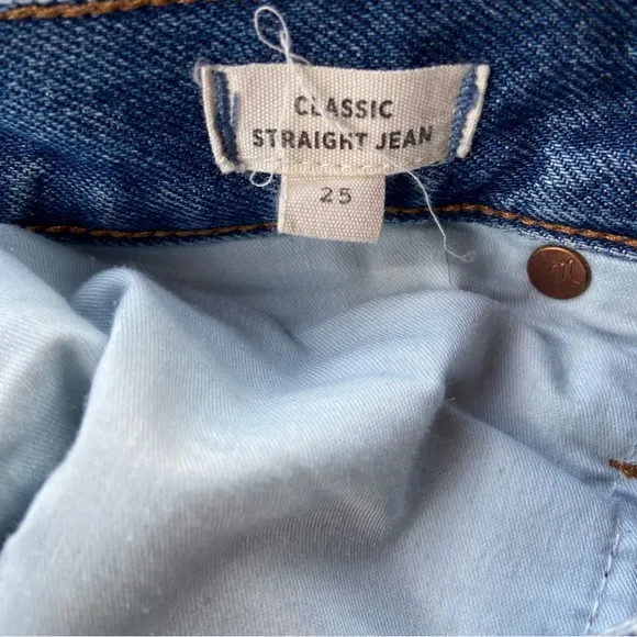 Madewell Classic Straight Jeans in Jade Wash: Knee-Rip Edition J7951
