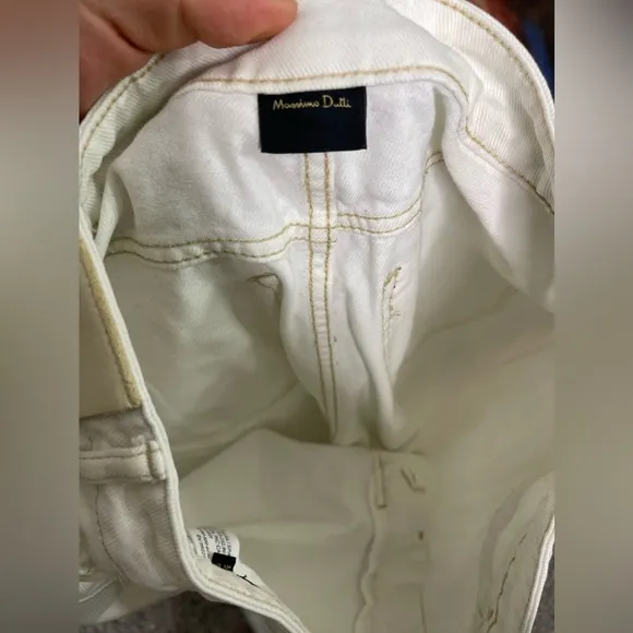 Massimo Dutti Women’s White cotton High Rise Baggy Jeans Sz 10 Slits Minimalist