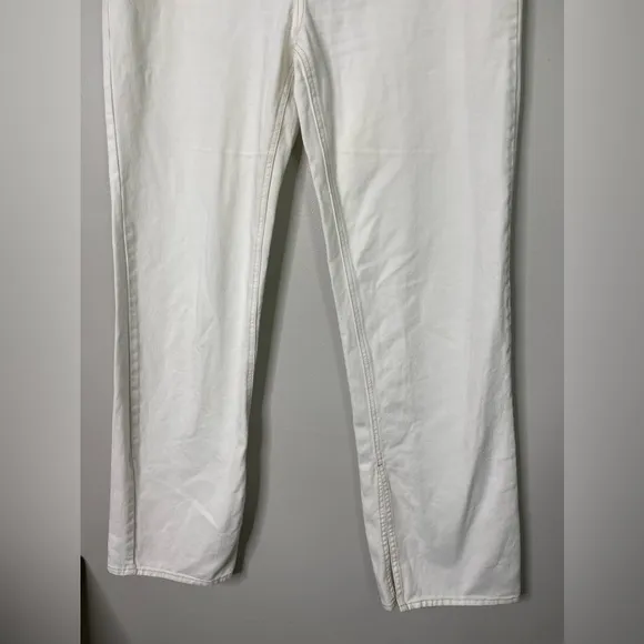 Massimo Dutti Women’s White cotton High Rise Baggy Jeans Sz 10 Slits Minimalist