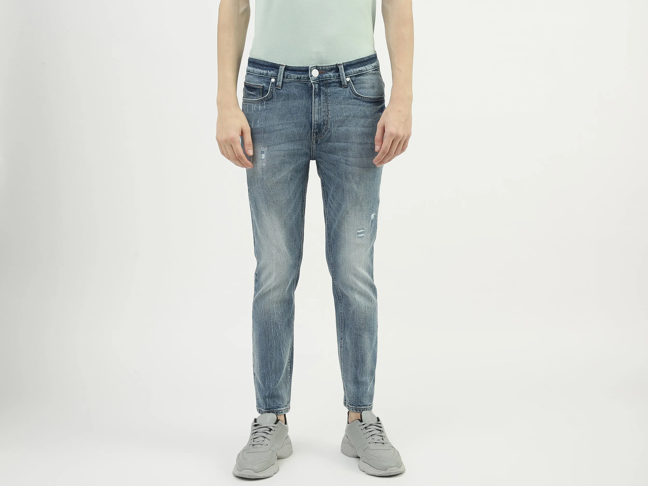 Men Solid Low Crotch Jeans