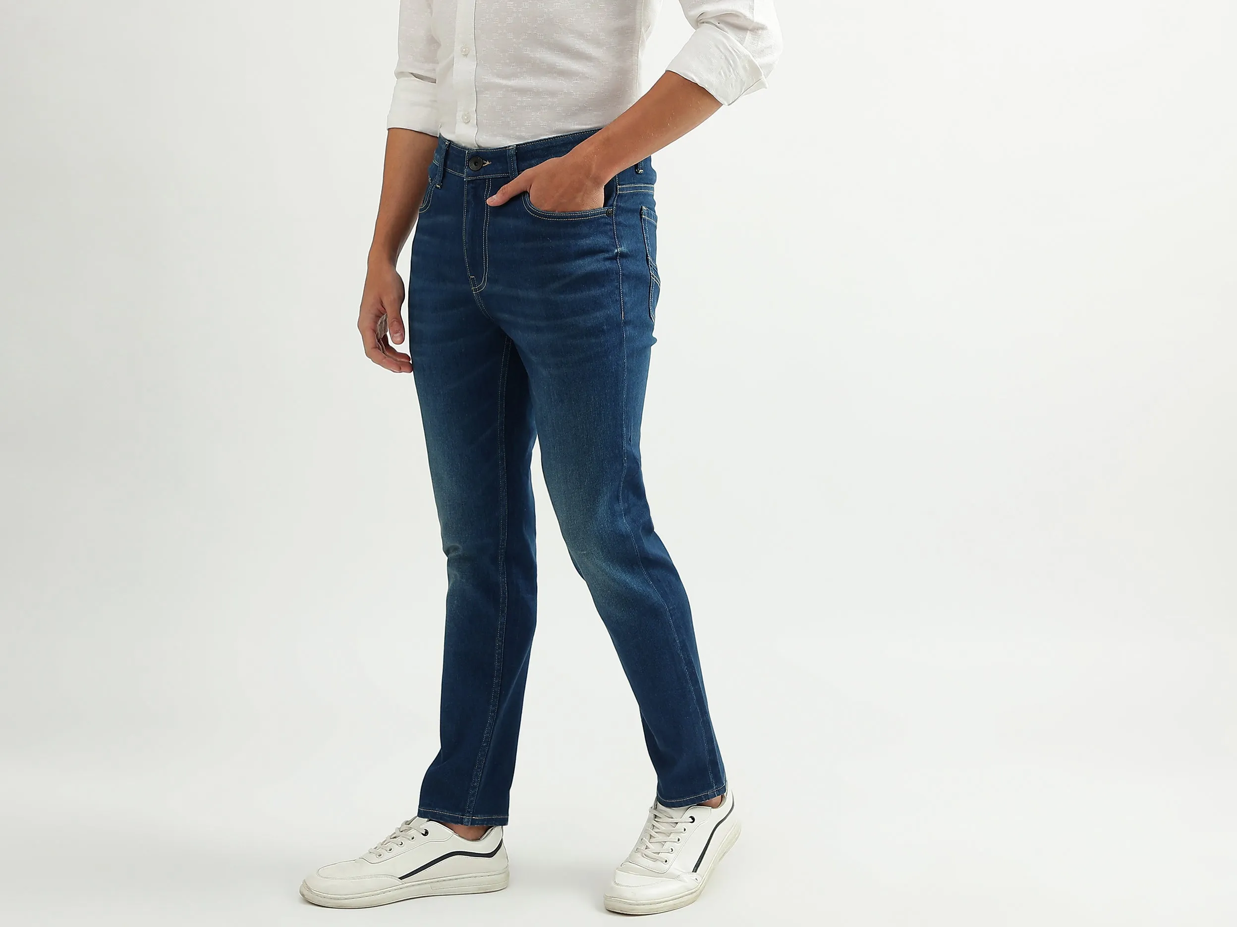 Men Solid Low Crotch Jeans