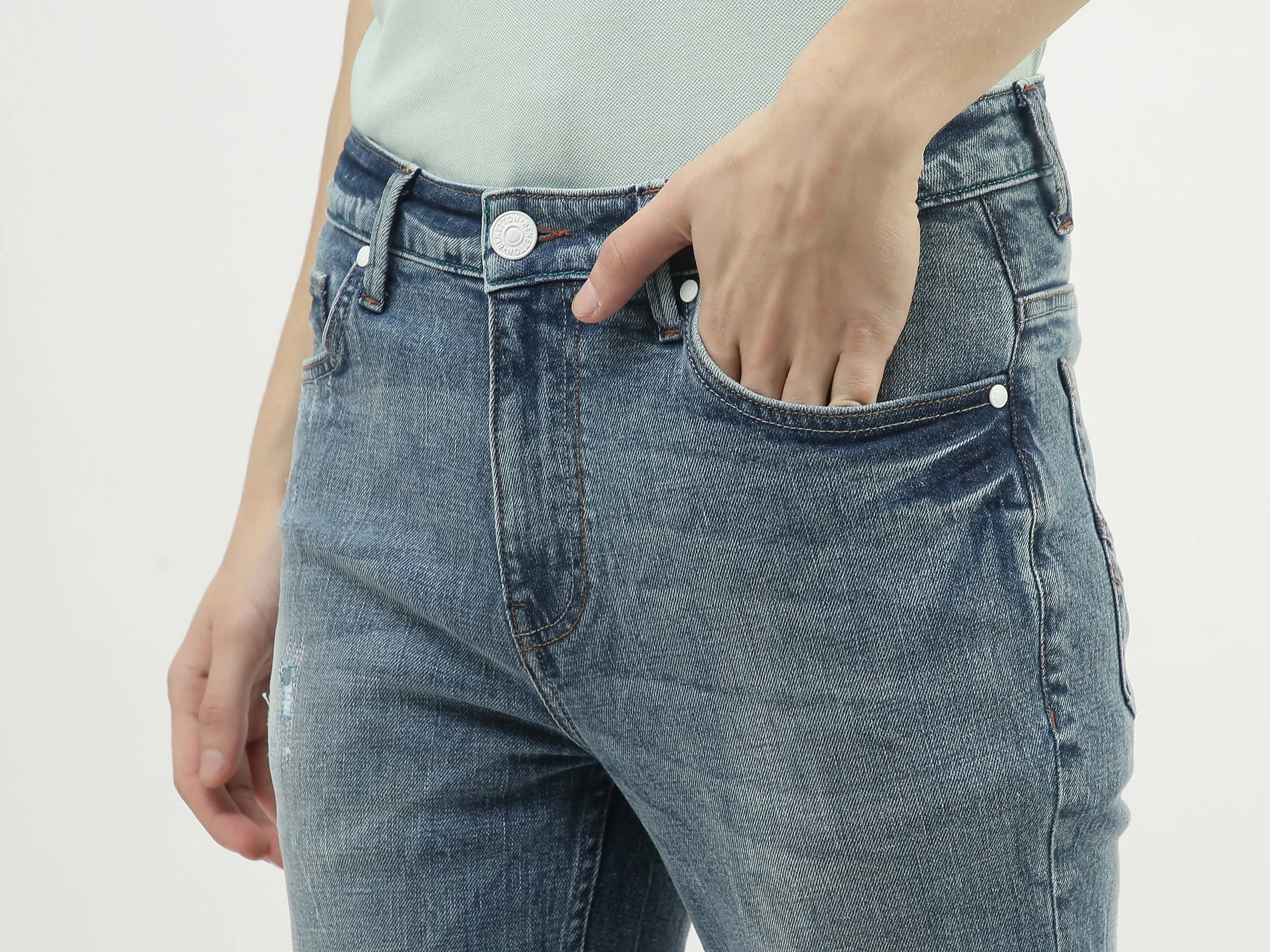 Men Solid Low Crotch Jeans
