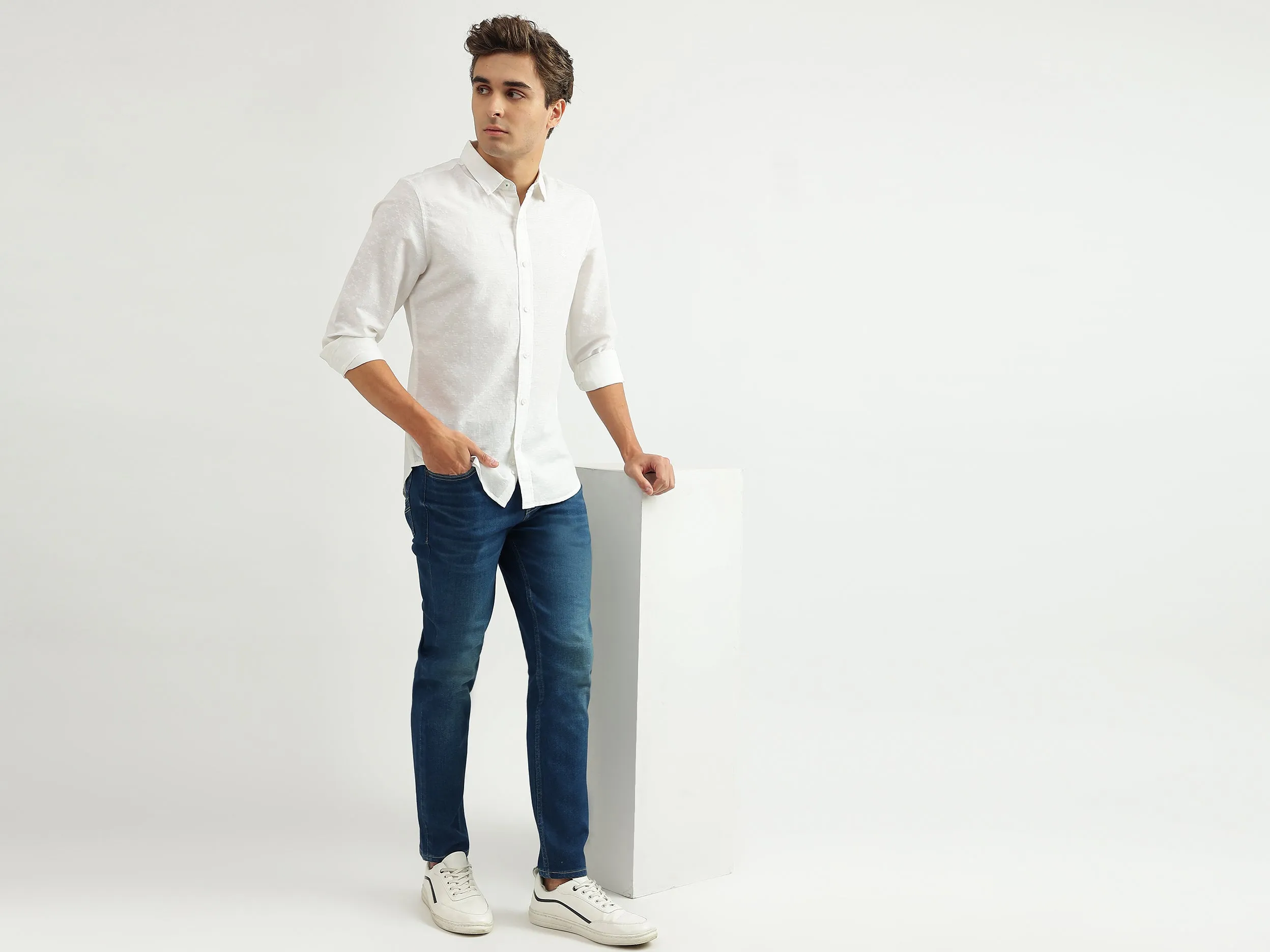Men Solid Low Crotch Jeans