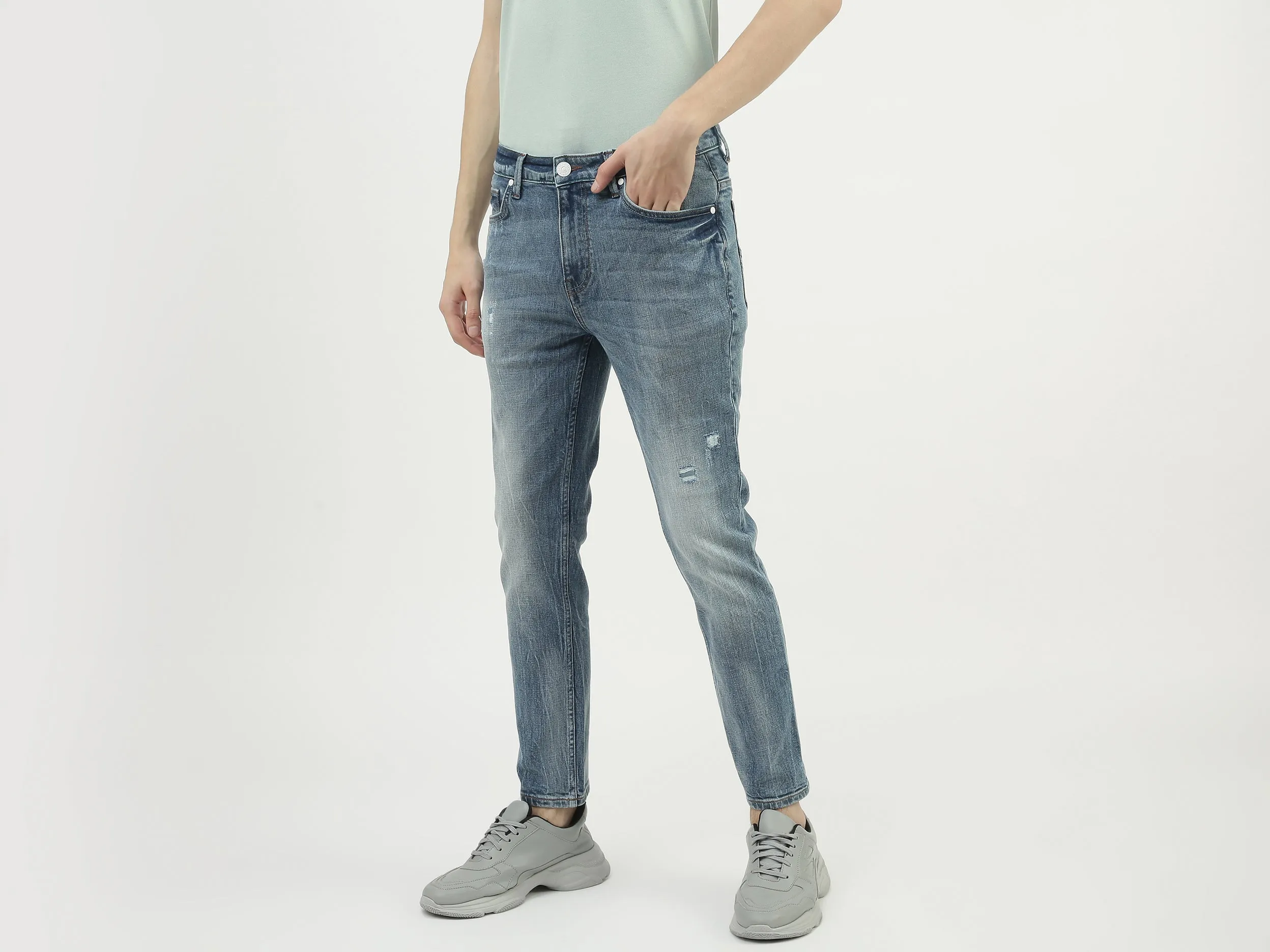 Men Solid Low Crotch Jeans