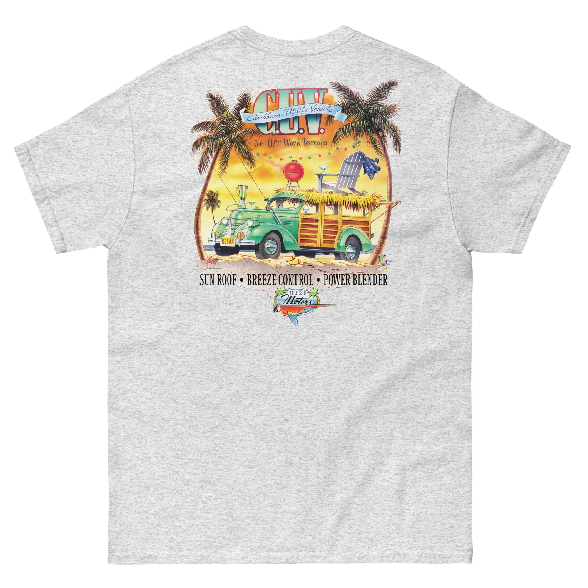 Mens Beach T-Shirt CUV Caribbean Utility Vehicle Tropical Island Party Tee