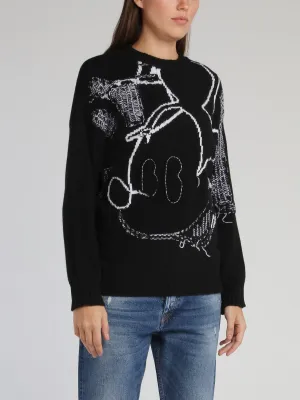 Mickey Mouse Black Contrast Sweater