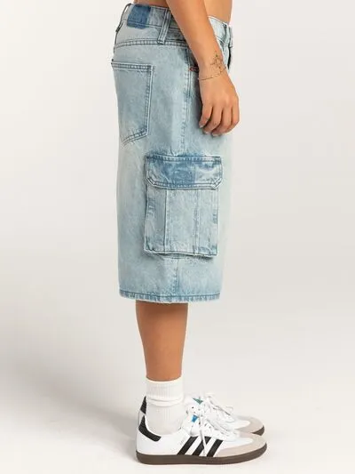 Mid-Rise Waist Denim Shorts with Pockets