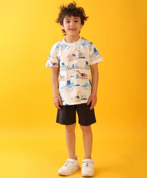 MIGHTY DIGGER BLACK SHORTS SET - WHITE/BLACK