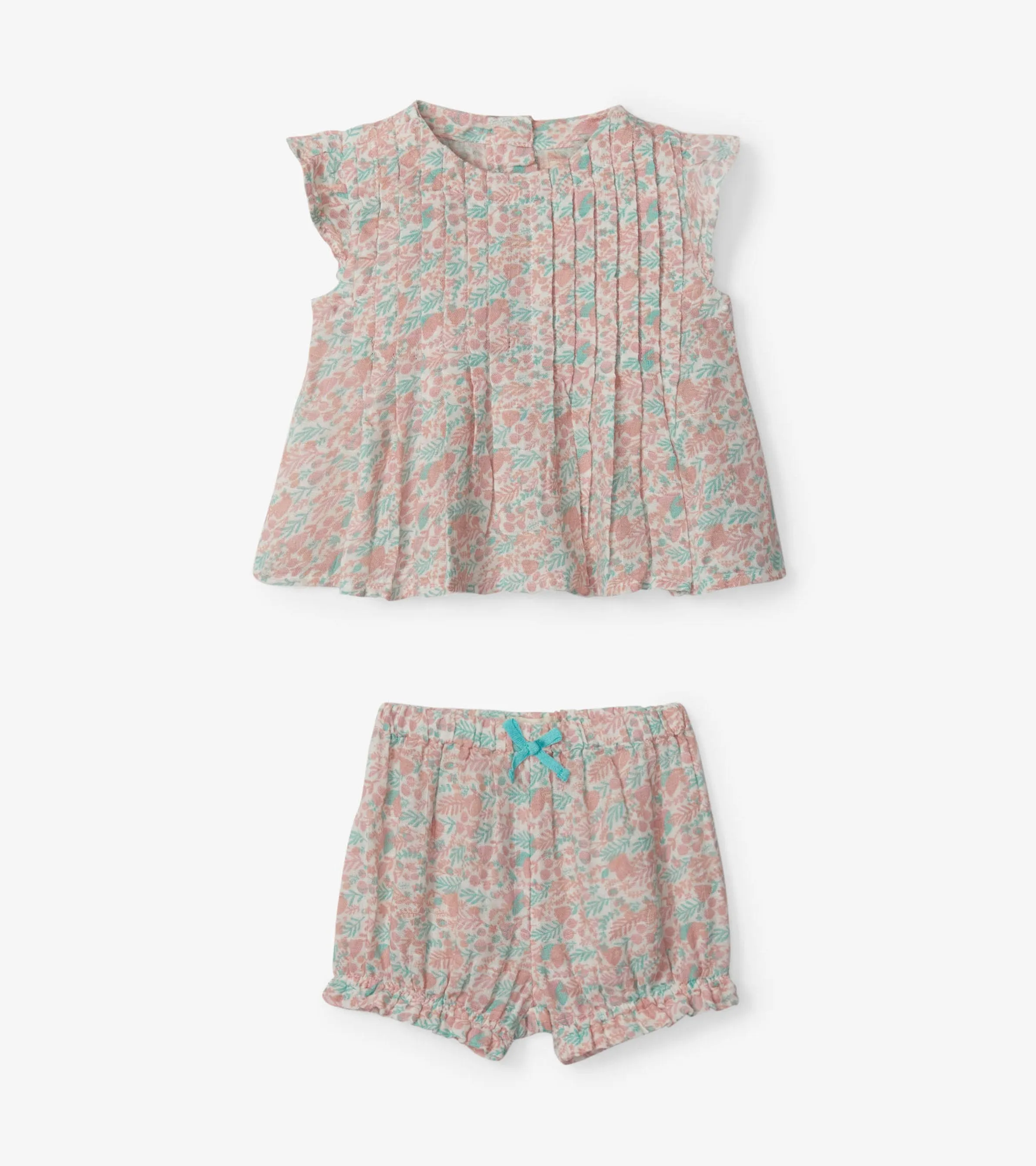 Mini Floral Garden Baby Pin Tuck Top and Bloomer Set