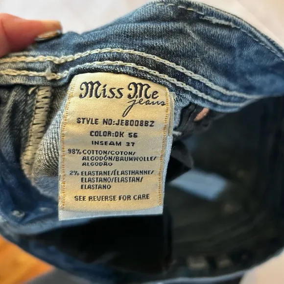 Miss Me Mid Rise Saddle Stitch Boot Cut Blue Jeans Size 30