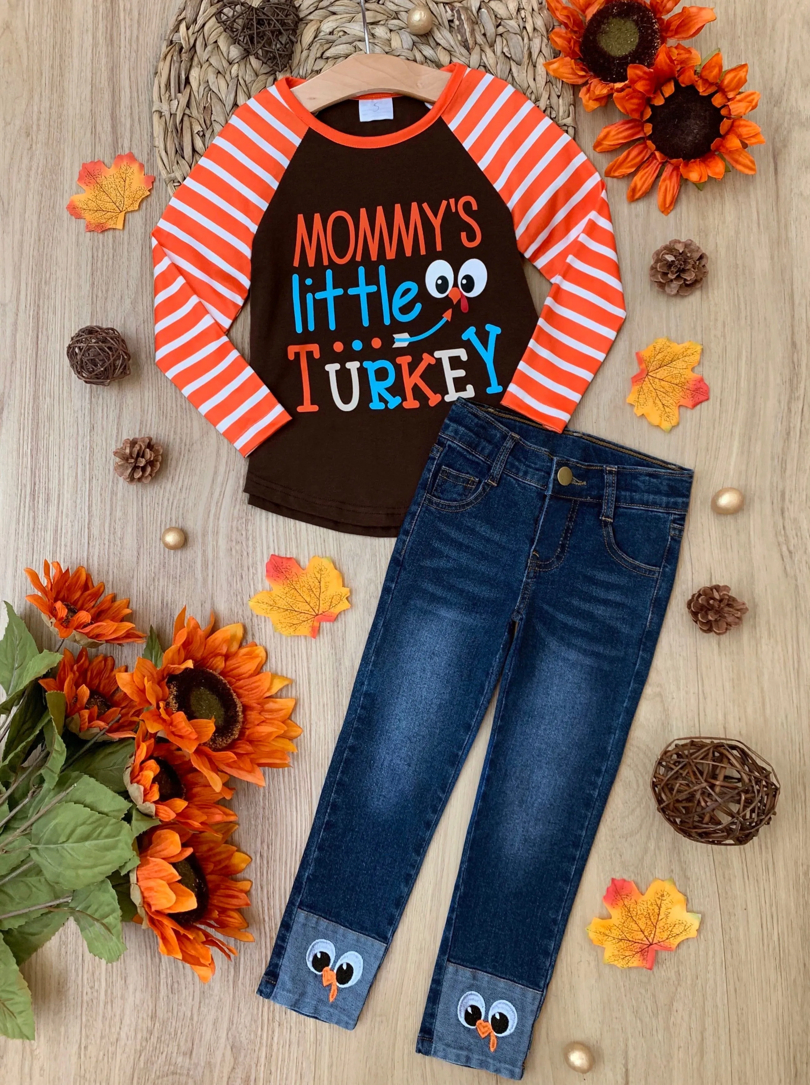 Mommy's Little Turkey Cuffed Jeans Set