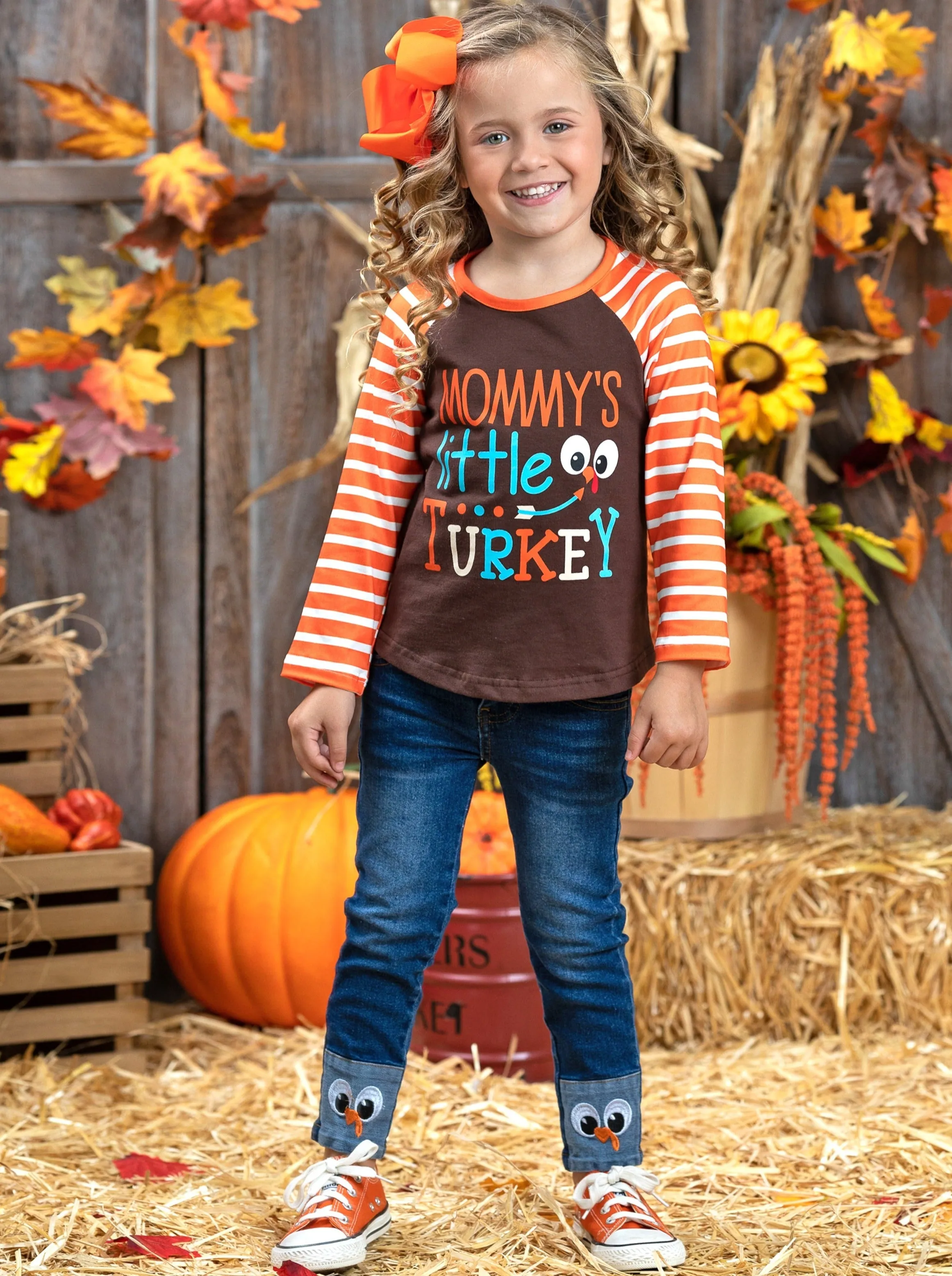 Mommy's Little Turkey Cuffed Jeans Set