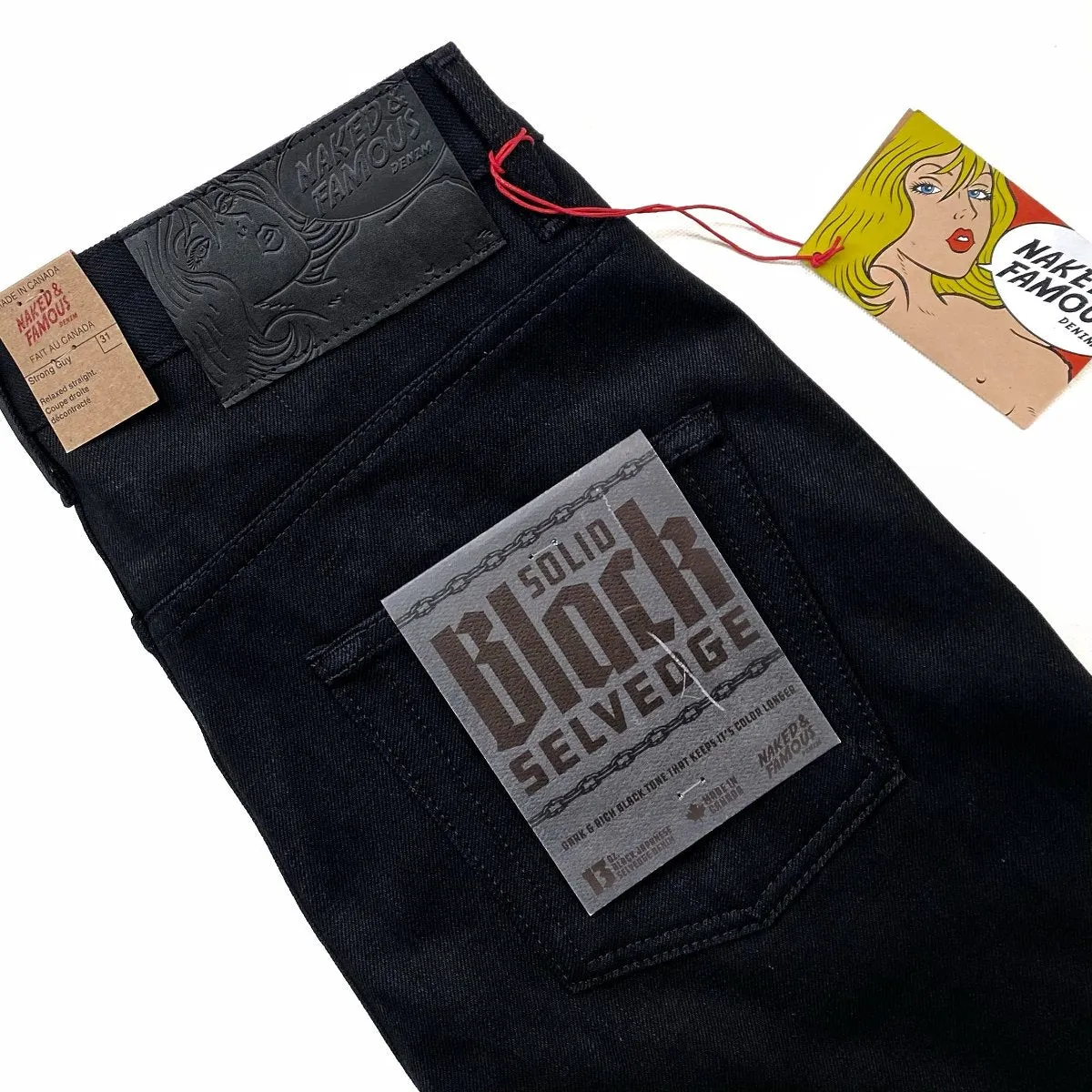 Naked & Famous Denim Solid Black Selvedge - Strong Guy Jeans