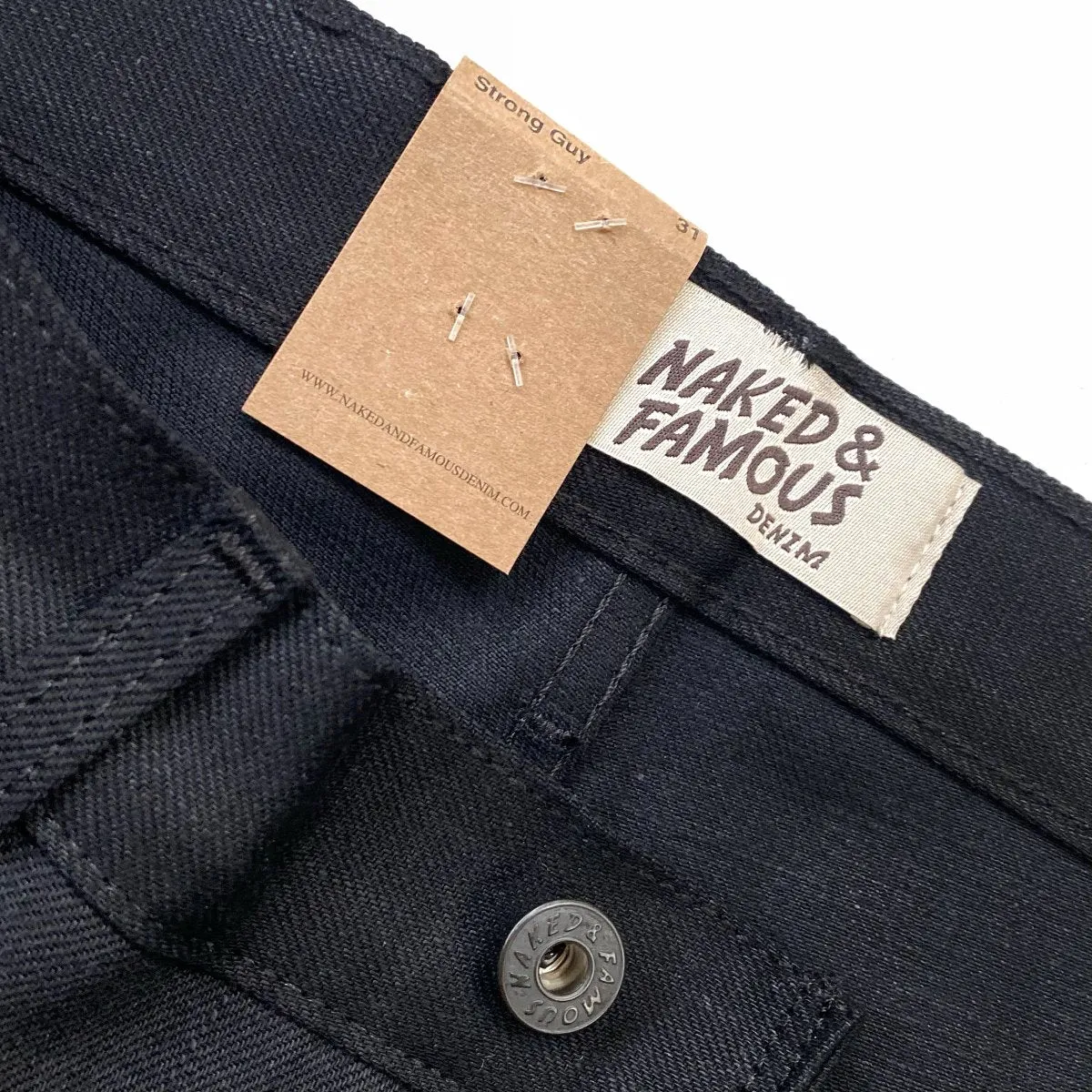 Naked & Famous Denim Solid Black Selvedge - Strong Guy Jeans