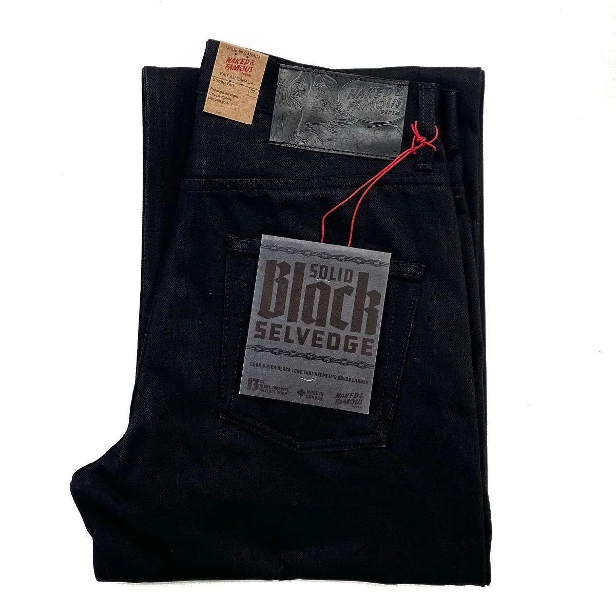 Naked & Famous Denim Solid Black Selvedge - Strong Guy Jeans