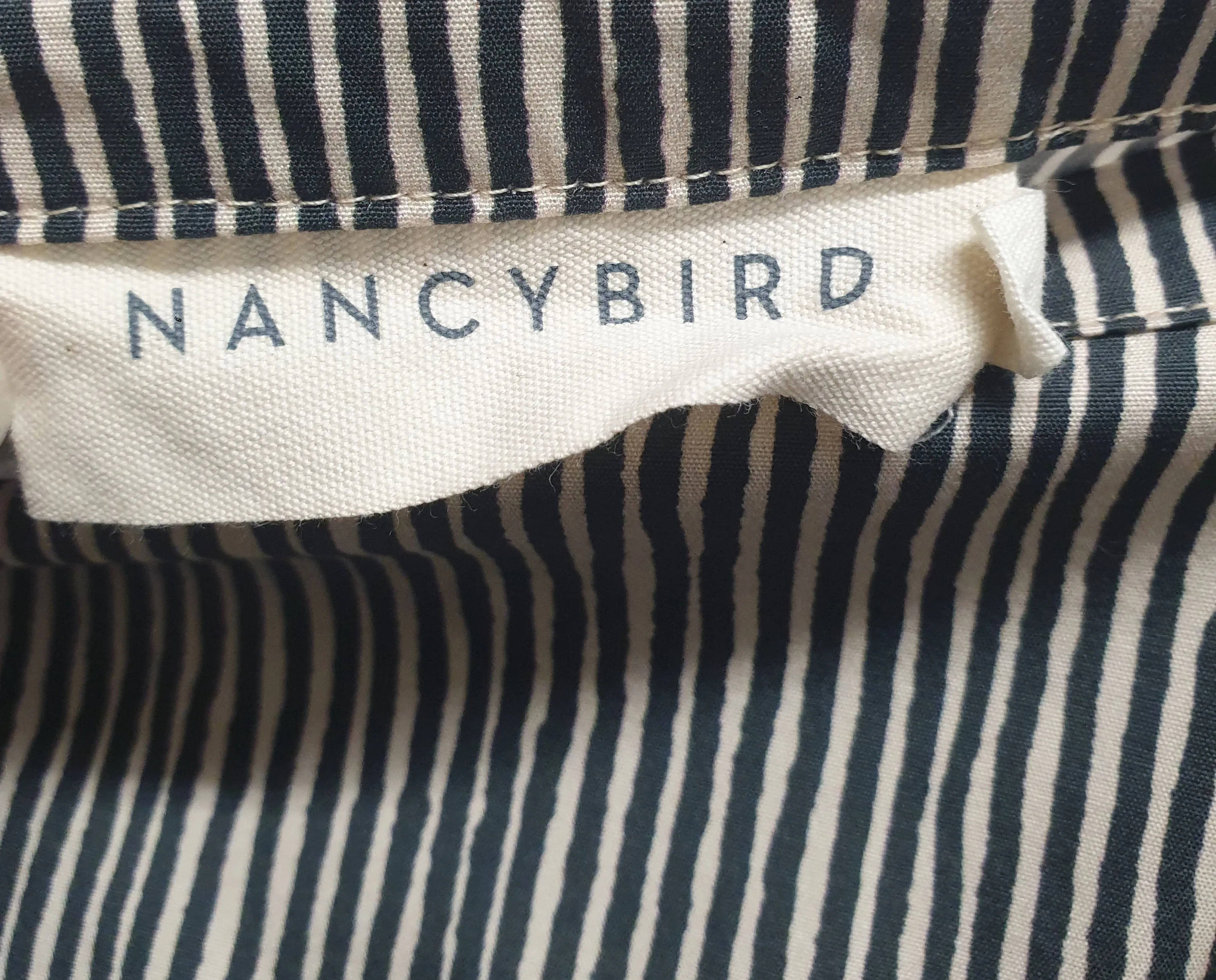 Nancybird black and cream virtical striped skirt size XS, best fits size 8