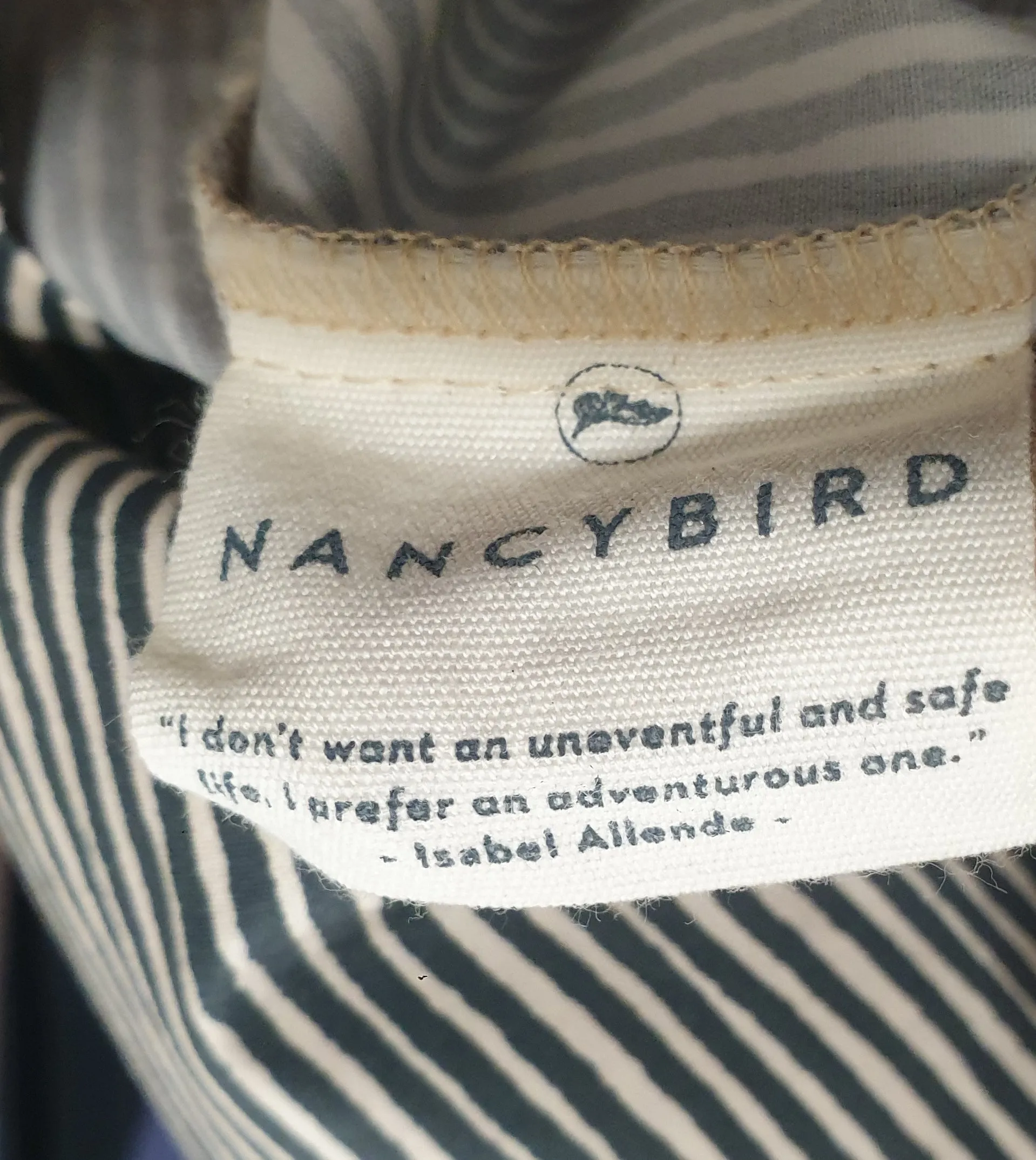 Nancybird black and cream virtical striped skirt size XS, best fits size 8
