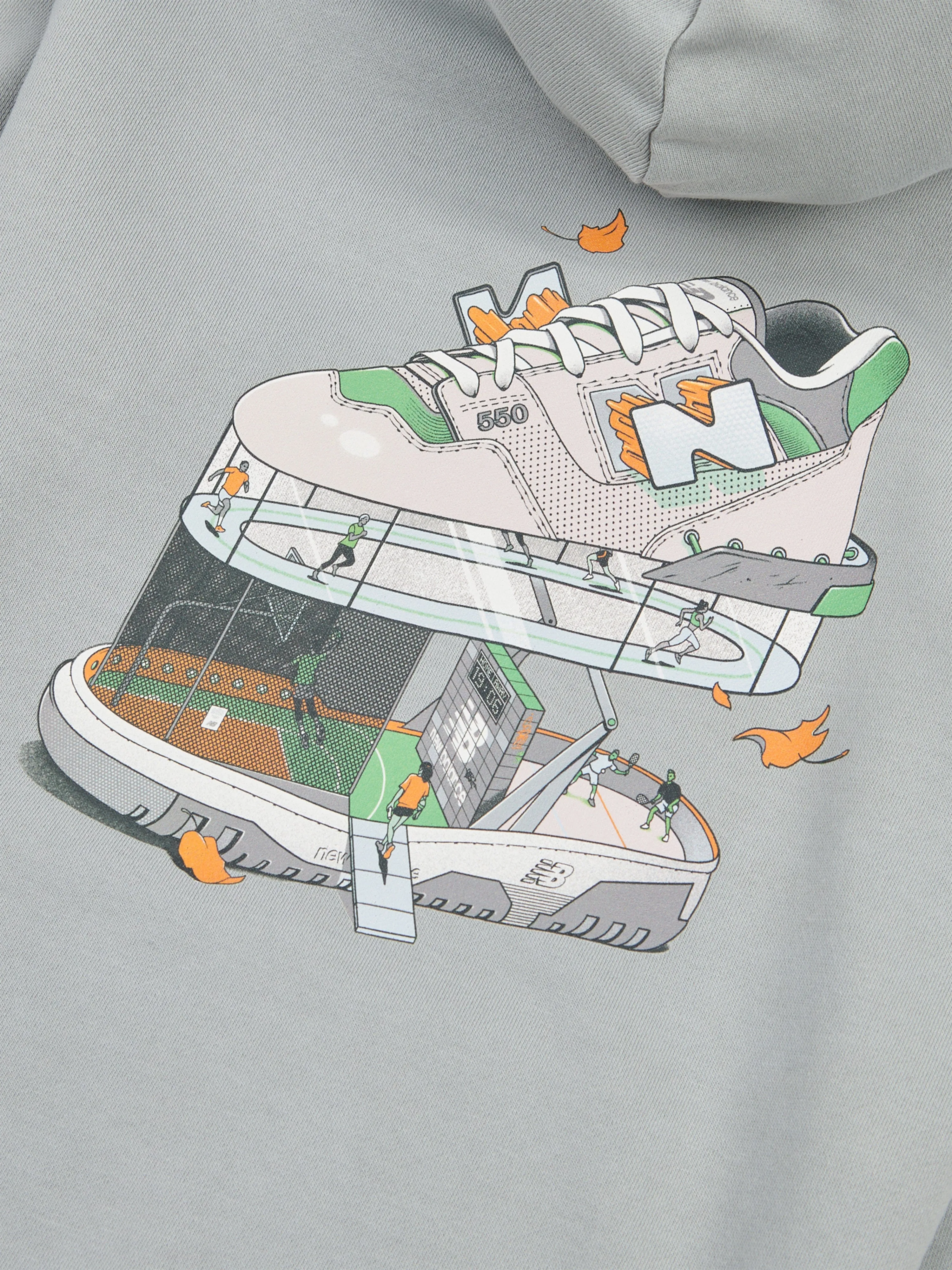 New Balance Boys Fitness Centre Illustrated Back Graphic Hoodie in Grey