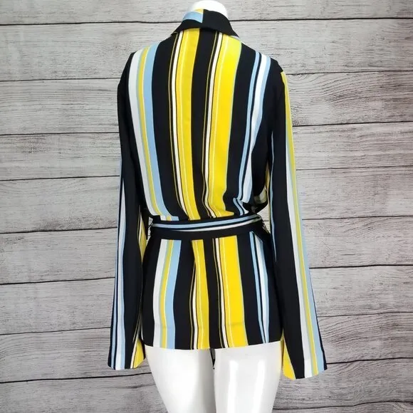 NEW Halogen M Lucinda Tie Waist Lightweight Jacket Multicolored Stripes