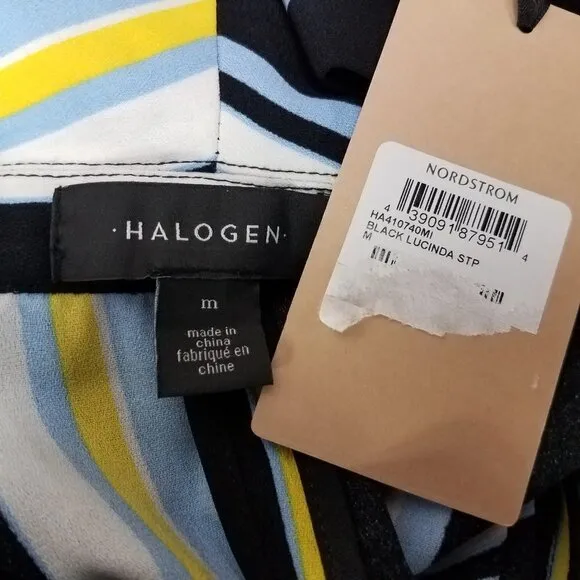 NEW Halogen M Lucinda Tie Waist Lightweight Jacket Multicolored Stripes