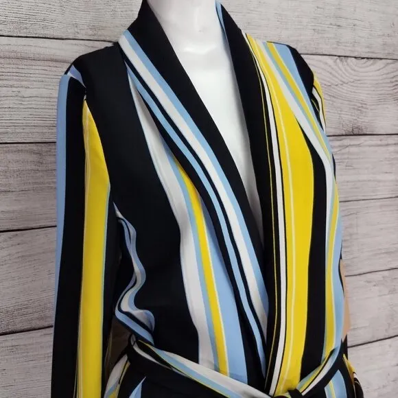NEW Halogen M Lucinda Tie Waist Lightweight Jacket Multicolored Stripes