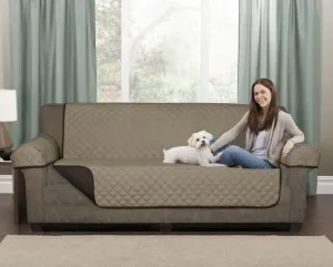 NEW Smartfit 3 Piece Microfiber Reversible Loveseat Cover, Brown/Sand