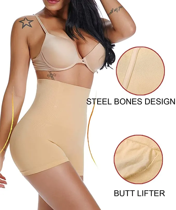 New SURE YOU LIKE Women's Shapewear Tummy Control High Waist Body Shaper Butt Lifter Shorts Seamless Slimmer Panties in Nude, Size M/L/ Fits 8-12!