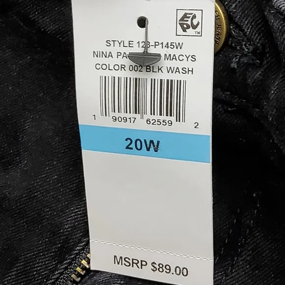 Nina Parker Trendy Plus Size High-Rise Skinny Jeans Black Size 20W NWT