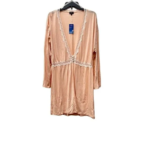 NWT Cosabella Lace Trim Flirty Sleep Robe in Rose Dawn/Moon Ivory MSRP$104