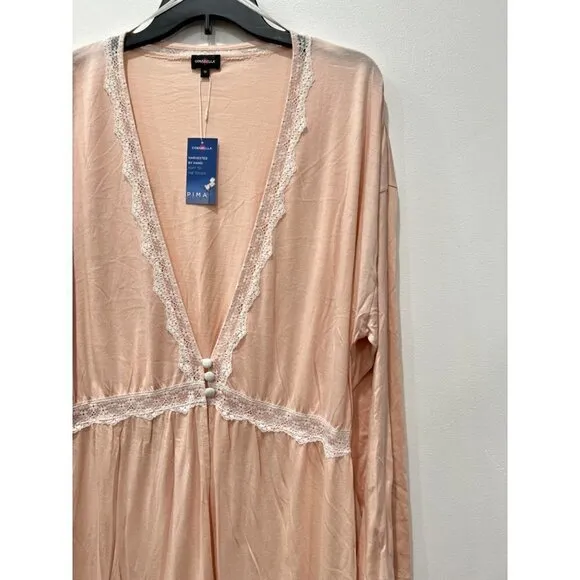 NWT Cosabella Lace Trim Flirty Sleep Robe in Rose Dawn/Moon Ivory MSRP$104