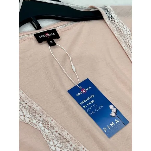 NWT Cosabella Lace Trim Flirty Sleep Robe in Rose Dawn/Moon Ivory MSRP$104