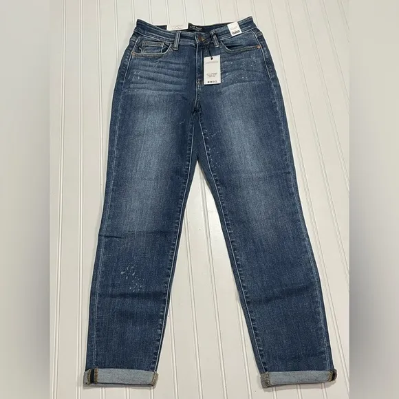 NWT Judy Blue High Waist Bleach Splash Boyfriend Jeans