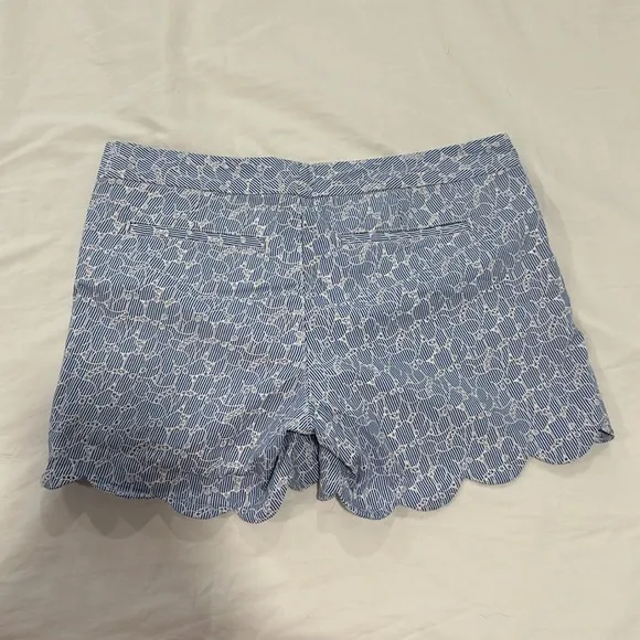 NWT Lilly Pulitzer Shorts Buttercup Resort Blue Crew White Eyelet Scalloped 4