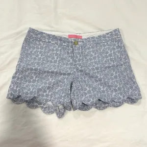 NWT Lilly Pulitzer Shorts Buttercup Resort Blue Crew White Eyelet Scalloped 4