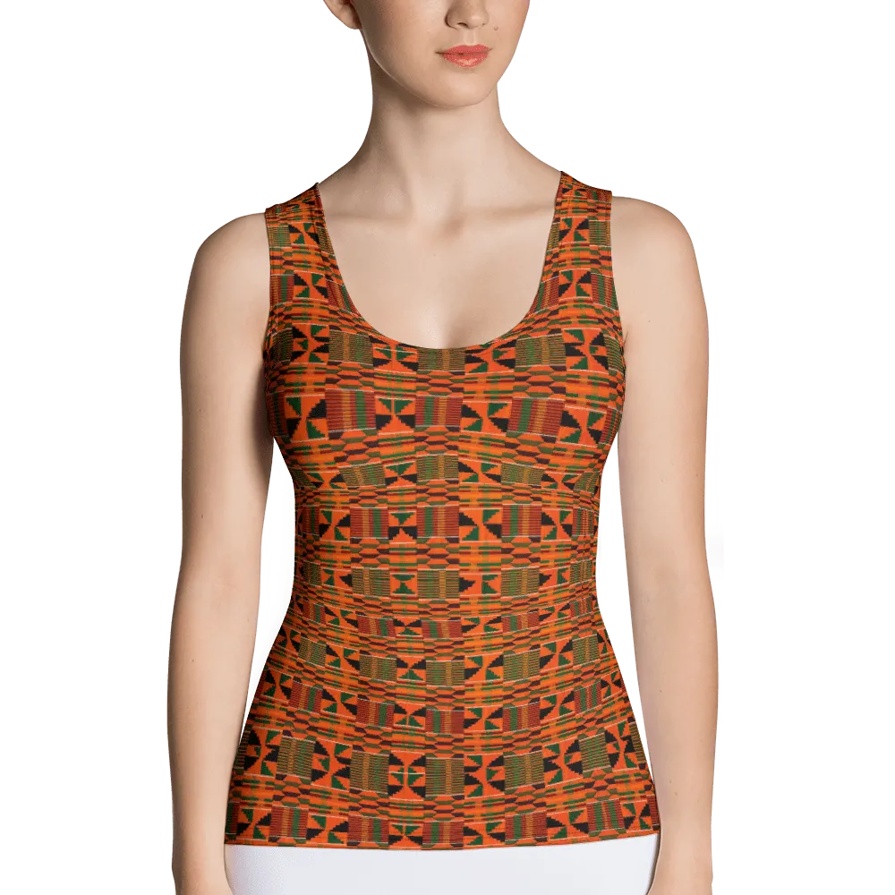 Orange Kente African Print Tank Top