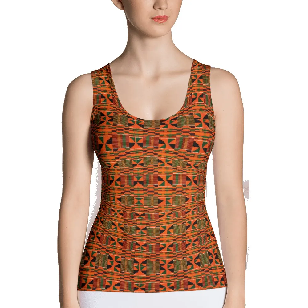 Orange Kente African Print Tank Top