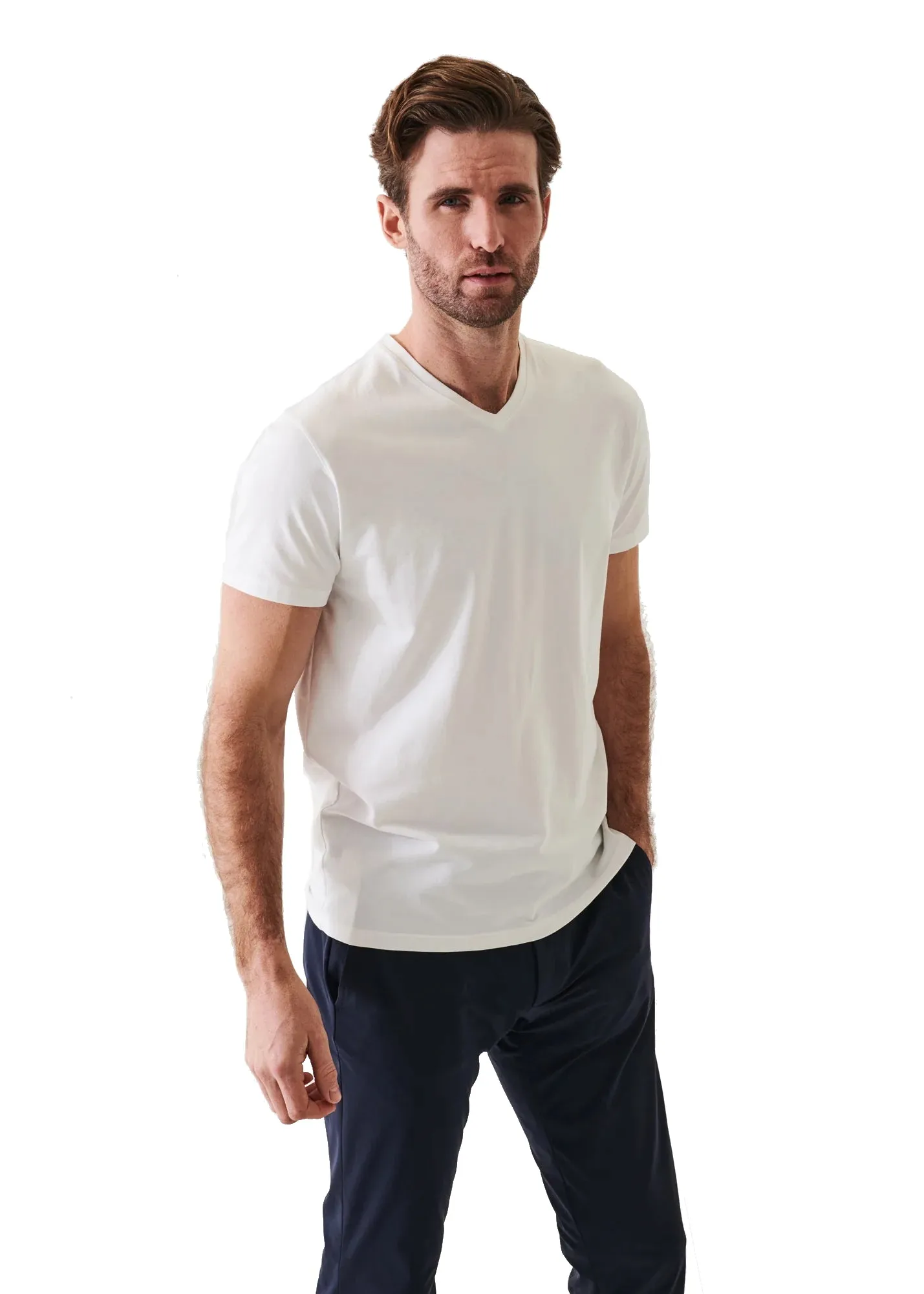 Patrick Assaraf Peruvian Pima Cotton SS V-Neck T-Shirt