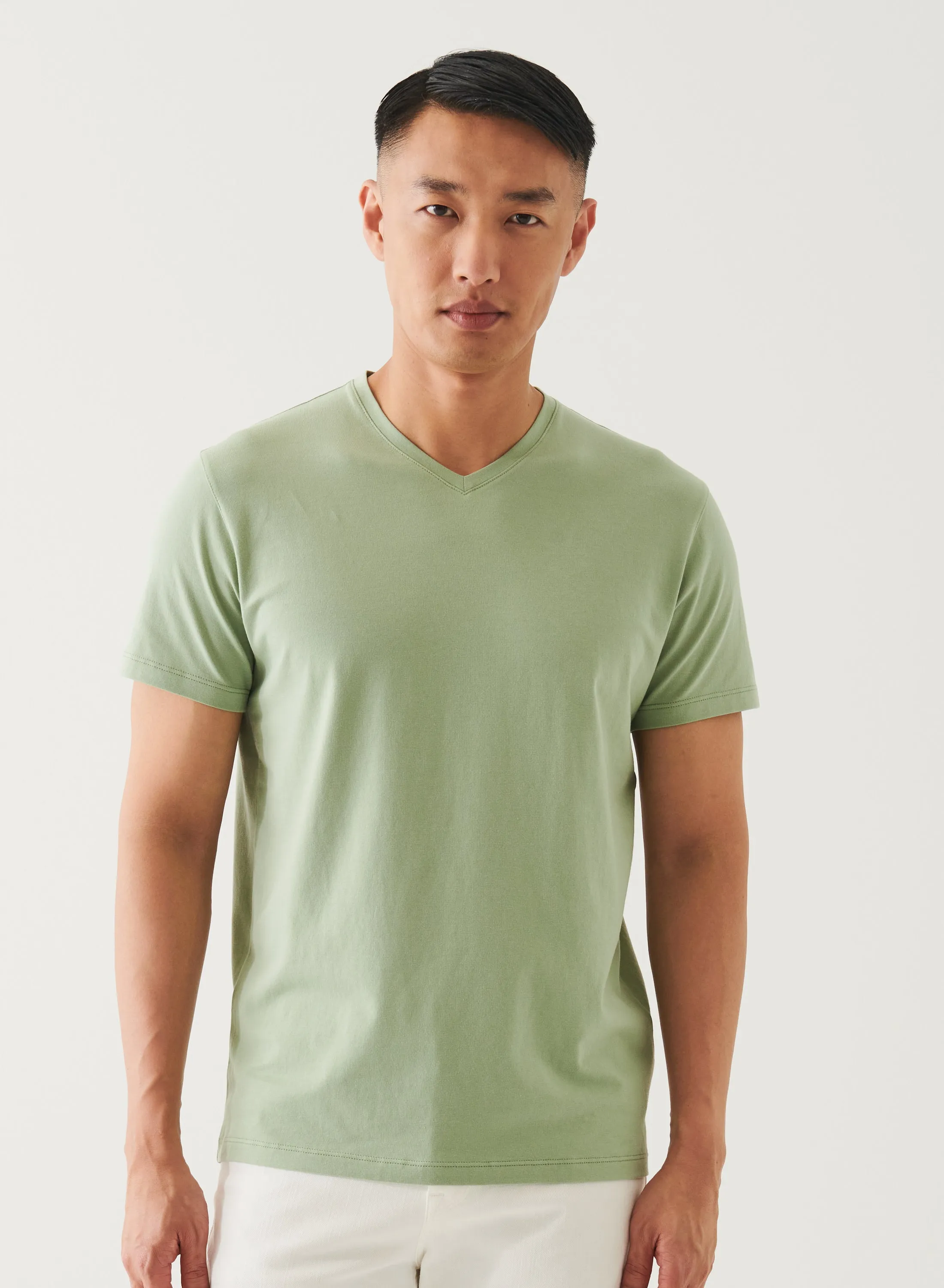Patrick Assaraf Peruvian Pima Cotton SS V-Neck T-Shirt