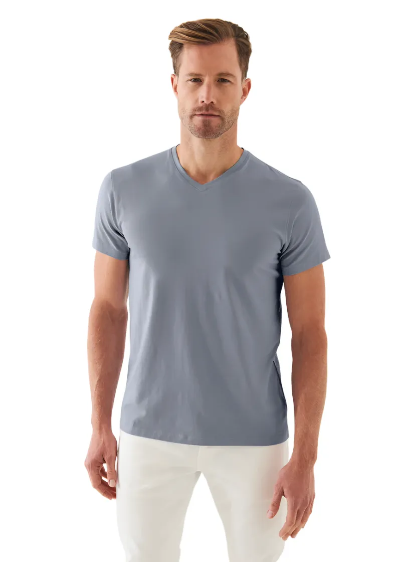 Patrick Assaraf Peruvian Pima Cotton SS V-Neck T-Shirt