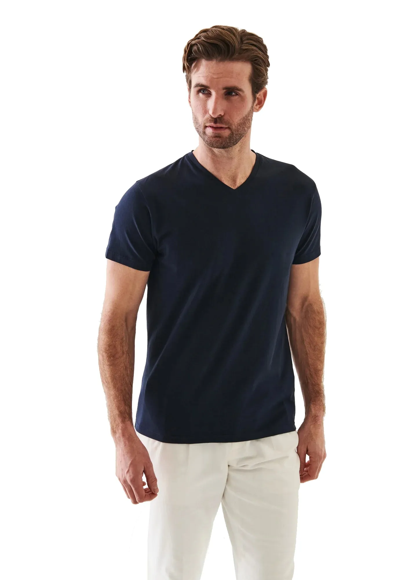 Patrick Assaraf Peruvian Pima Cotton SS V-Neck T-Shirt