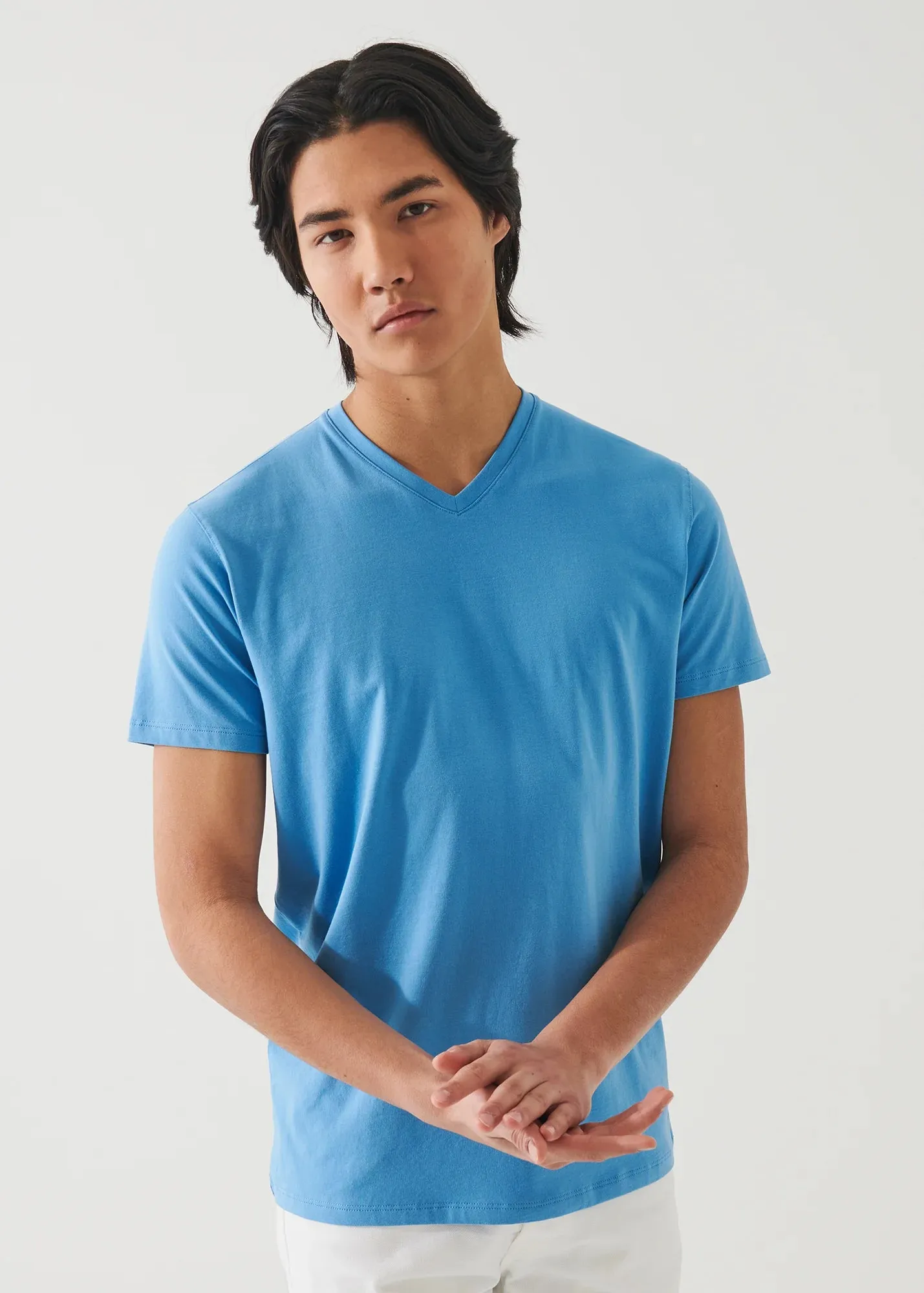 Patrick Assaraf Peruvian Pima Cotton SS V-Neck T-Shirt