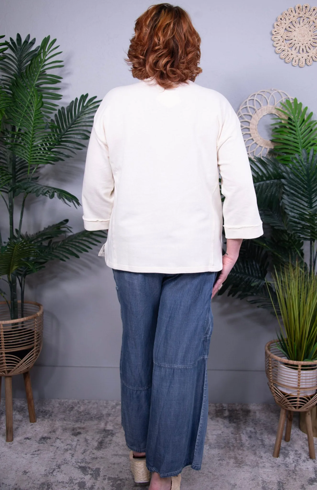 Peace In Motion Cream Floral Peace Patch Top