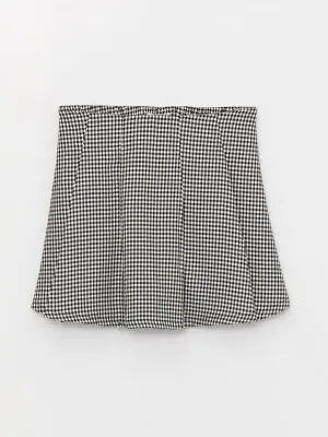 Plaid Girls Shorts Skirt With Elastic Waist
