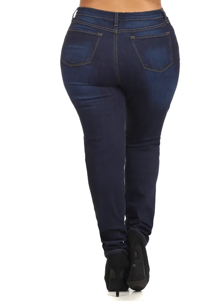 Plus Size Let's Rock High Waist Slashed Denim Jeans